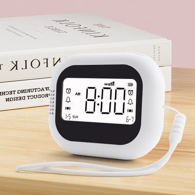 White noise vibrating clock with 1800mAh rechargeable battery for travel friendly design