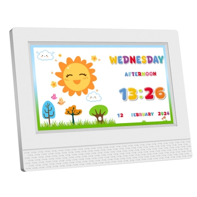 7 inch display time and voice daily tasks reminder cartoon alarm clock for kids