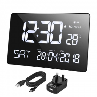 11 inch LED large display time day with dual alarm and adjustable brightness dementia clock