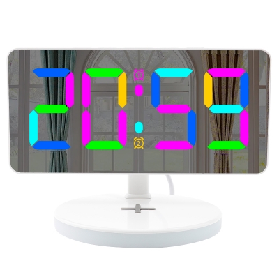 Wireless charging night light clock led RGB time display with mirror screen