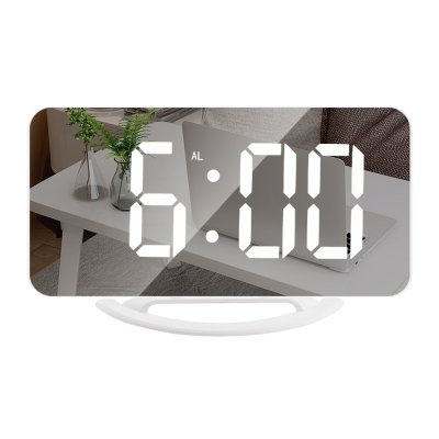 Led mirror alarm clock with adjustable brightness snooze for home use